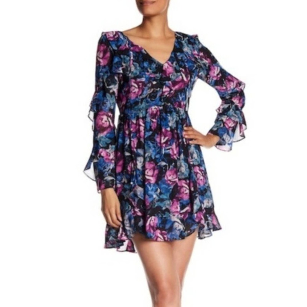 Laundry by Shelli Segal Floral Ruffle Long Sleeve Dress NWT 2